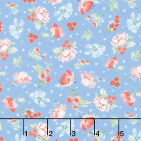 Americana - Medium Floral Denim Digitally Printed Yardage
