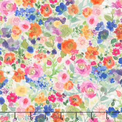 Fleur De Rose - Packed Floral Multi Color Yardage