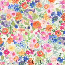 Fleur De Rose - Packed Floral Multi Color Yardage