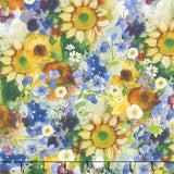 Sunflower Song - Packed Floral Multi Color Digitally Printed Yardage