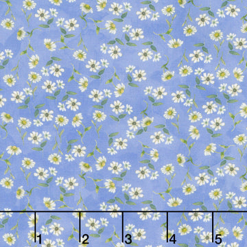 Sunflower Song - Daisies Light Periwinkle Digitally Printed Yardage