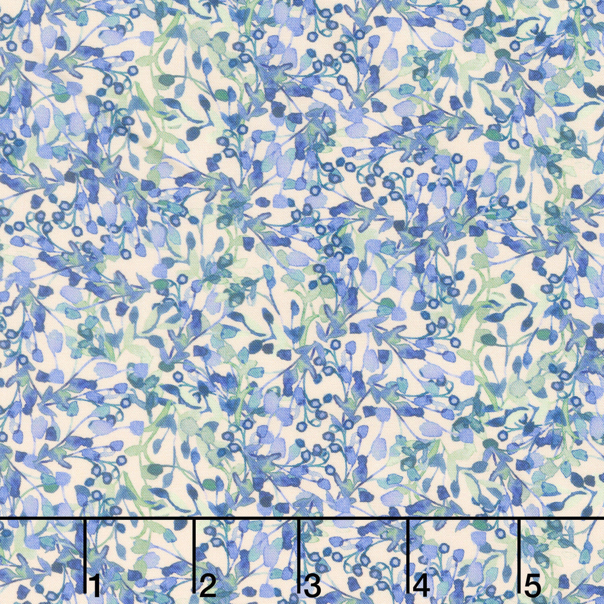 Sunflower Song - Leaves Periwinkle Digitally Printed Yardage