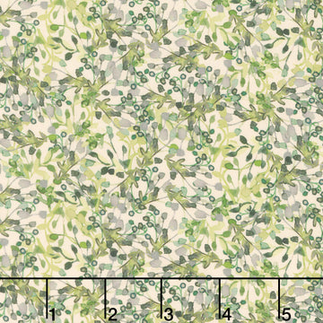 Sunflower Song - Leaves Mint Digitally Printed Yardage