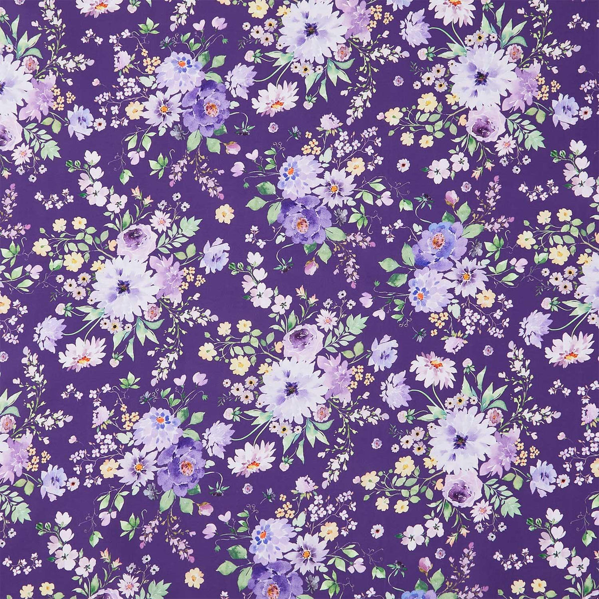 Chateau En Fleur - Bouquets Dark Purple Yardage