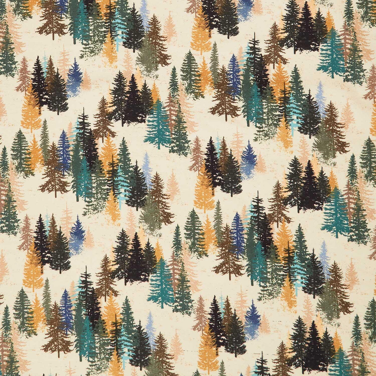 Great Outdoors Flannel - Trees Multi Color Yardage
