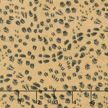 Great Outdoors Flannel - Animal Tracks Dark Khaki Yardage