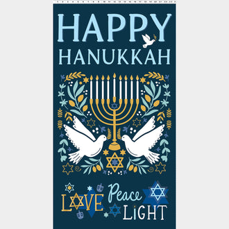 Happy Hanukkah - Navy Blue Panel
