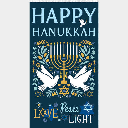Happy Hanukkah - Navy Blue Panel