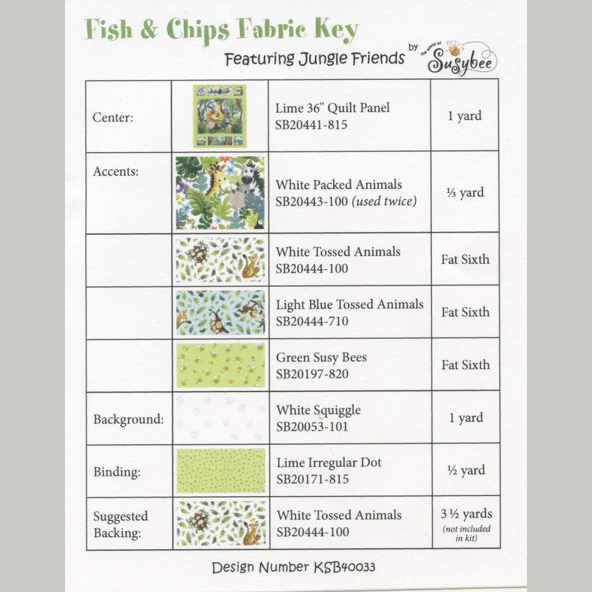 Jungle Friends Fish & Chips Quilt Kit