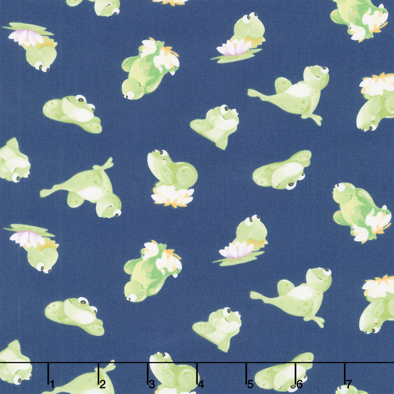 Paul's Pond - Tossed Frogs Navy Yardage