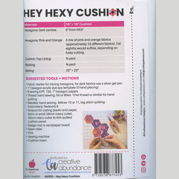 Hey Hexy Cushion Pattern with English Paper Piece Pack and Template