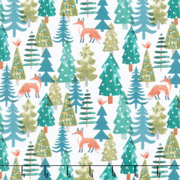 Baby It's Cold Outside - Fox Forest White Yardage