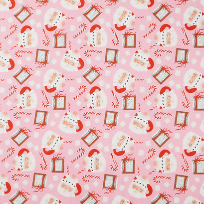 Holly Jolly - Santa Mugs Flamingo Yardage