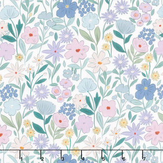 Forest Fable - Woodland Flowers White Yardage