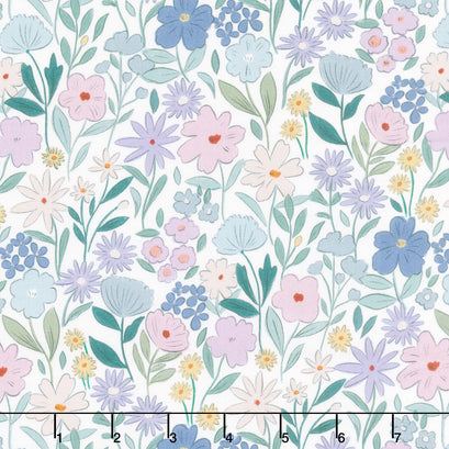 Forest Fable - Woodland Flowers White Yardage