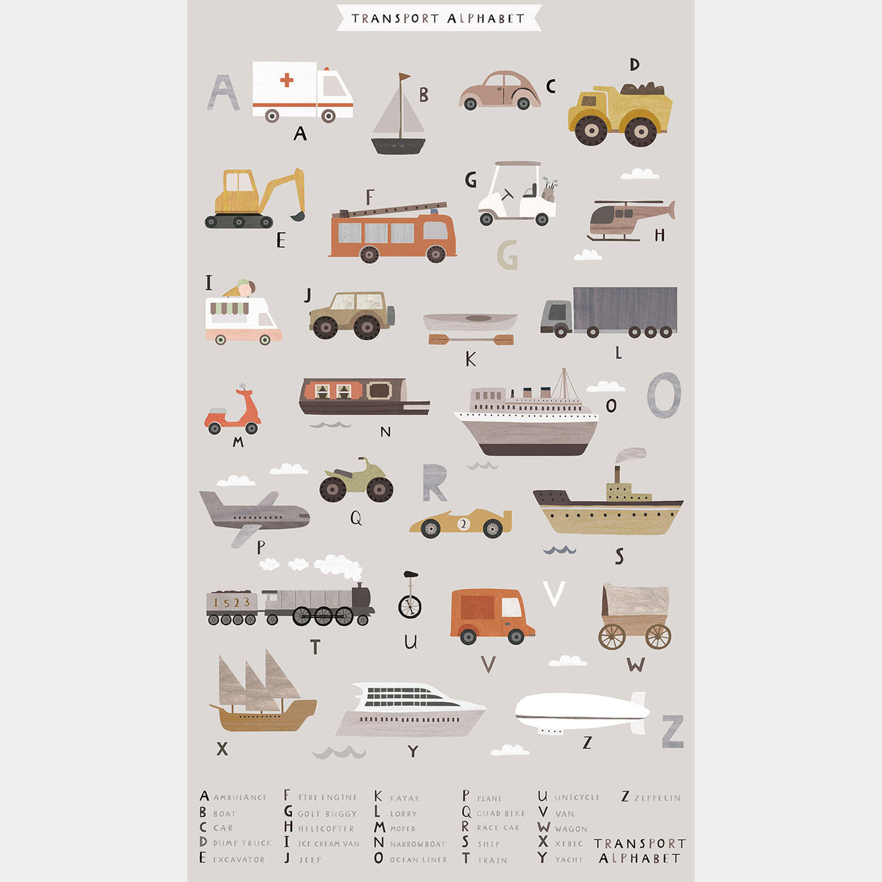 Are We There Yet? - Transportation Alphabet Fog Multi Panel