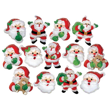 Joyful Santa Felt Ornaments Kit