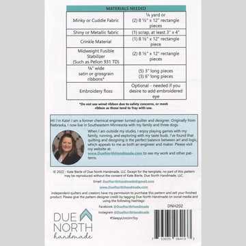 Sleepy Unicorn Toy Pattern