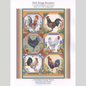 Petite Rouge Roosters Parchment Pressing Collage Pattern