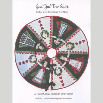 God Jul Tree Skirt Parchment Pressing Collage Pattern