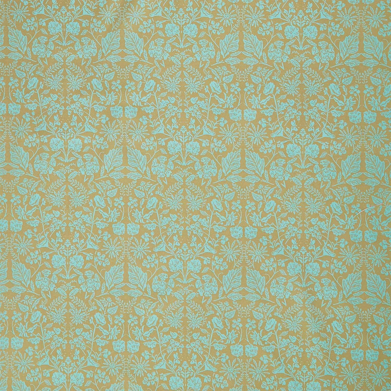 Flora & Felines - Damask Green Yardage