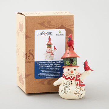 Jim Shore Heartwood Creek Snowman Birdhouse Hat Figurine
