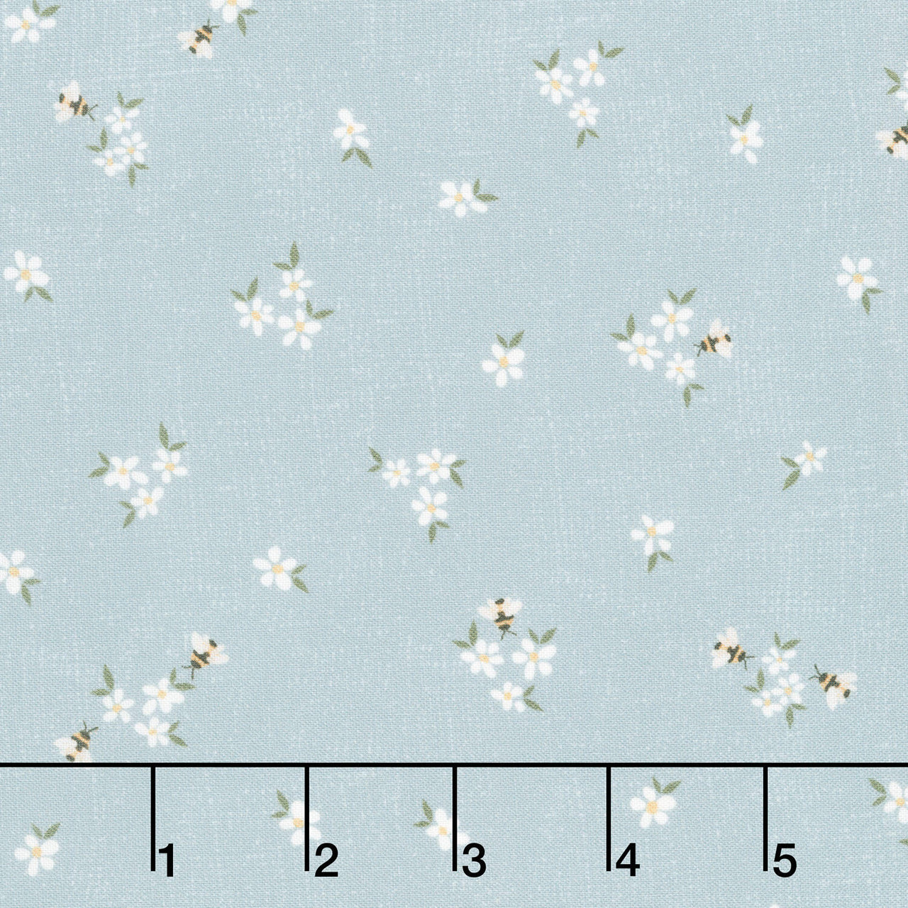 Humblebee - Tossed Daisy Blue Yardage