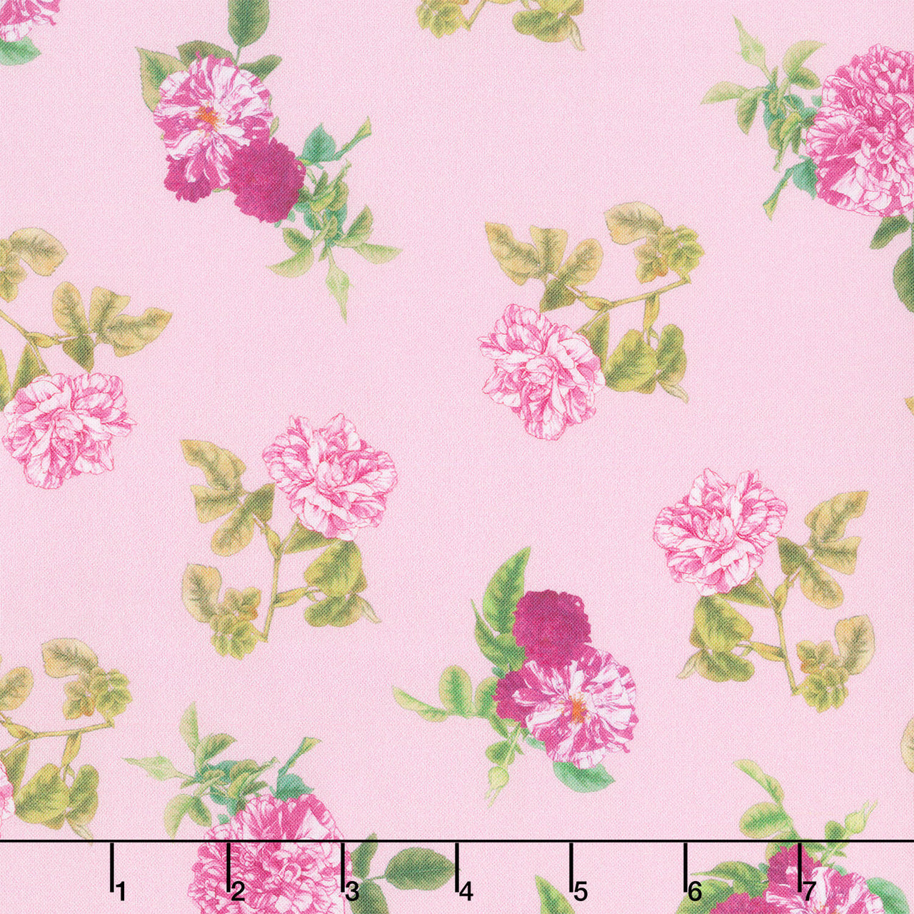 Rosa - Tossed Blooms Pink Yardage