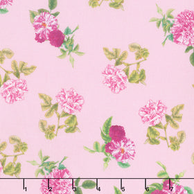 Rosa - Tossed Blooms Pink Yardage