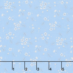 Floral Romance - Blossoms Blue Yardage