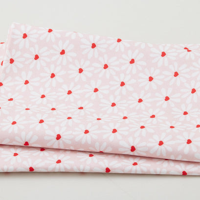Garden of Love Favorites - Heart Flowers Pink 2 Yard Cut