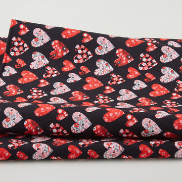 Garden of Love Favorites - Pattern Hearts Black 2 Yard Cut