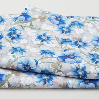 Morgan Favorites - Blue Buds Taupe 2 Yard Cut