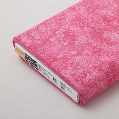 Sundrenched - Butterflies & Flowers Bright Pink 8 yard Bolt