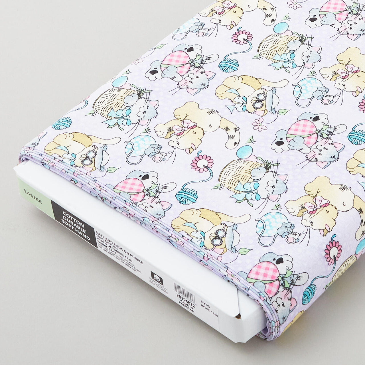 Holiday Prints by La-Di-Draw - Cats and Easter Eggs Purple 8 Yard Bolt