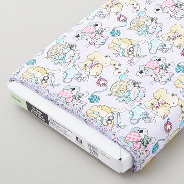 Holiday Prints by La-Di-Draw - Cats and Easter Eggs Purple 8 Yard Bolt