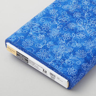 Sundrenched - Butterflies & Flowers Royal Blue 8 Yard Bolt