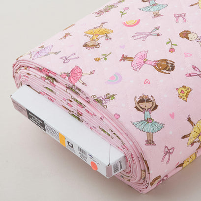 Double Faced Pre-Quilted Cotton - I Love Ballet Pink 8 Yard Bolt