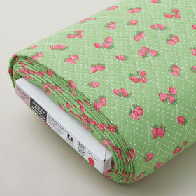 Double Faced Pre-Quilted Cotton - Strawberry Delight Spring Green 8 Yard Bolt