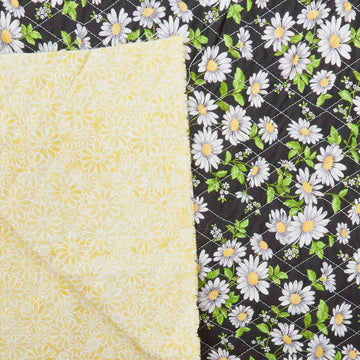 Double Faced Pre-Quilted Cotton - Upsy Daisy Black 8 Yard Bolt