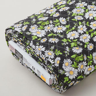 Double Faced Pre-Quilted Cotton - Upsy Daisy Black 8 Yard Bolt