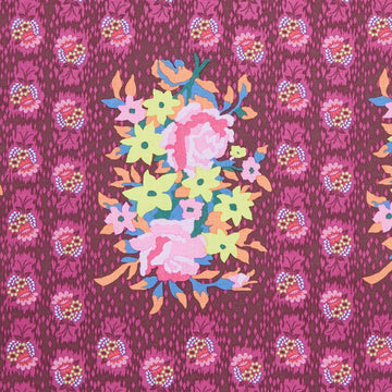 Love Always - Stitched Bouquet Eggplant 2 Yard Cut