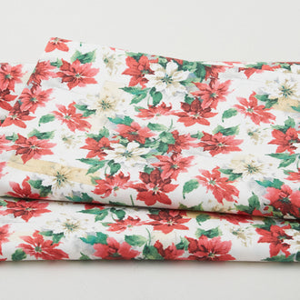 Holidays Past - Poinsettia Print Multi 2 Yard Cut