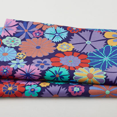 Kaffe Fassett Collective - August 2024 Folk Flower Purple 2 Yard Cut