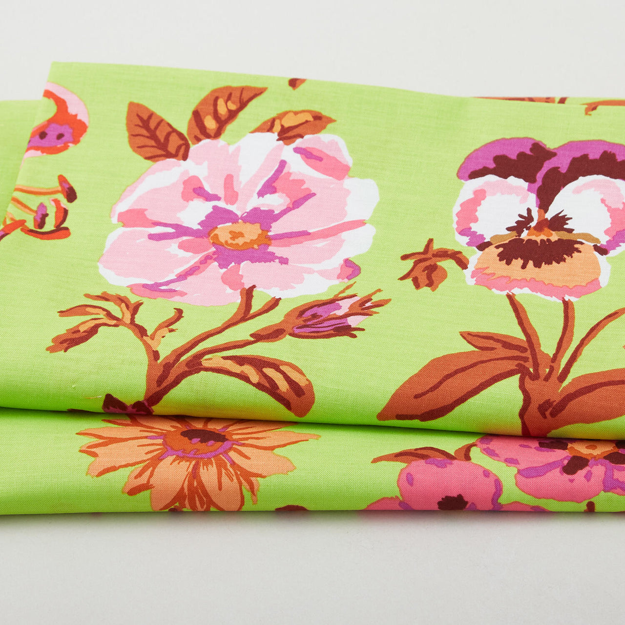 Kaffe Fassett Collective - February 2025 Flower Studies Lime 2 Yard Cut