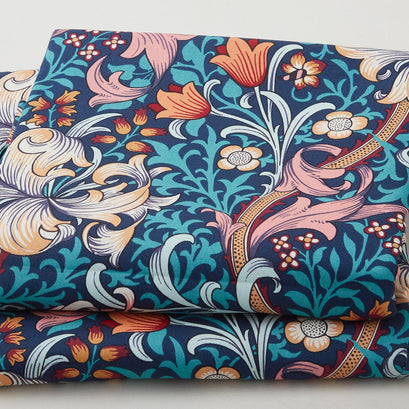 Morris & Co. - Golden Lily 108" Wide Teal 3 Yard Cut