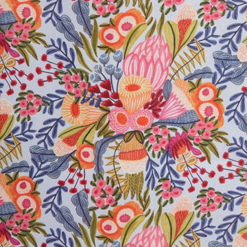 Paradise Bloom - Wild Blooms Silver Digitally Printed 2 Yard Cut