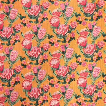 Paradise Bloom - Cascading Proteas Tangerine Digitally Printed 2 Yard Cut