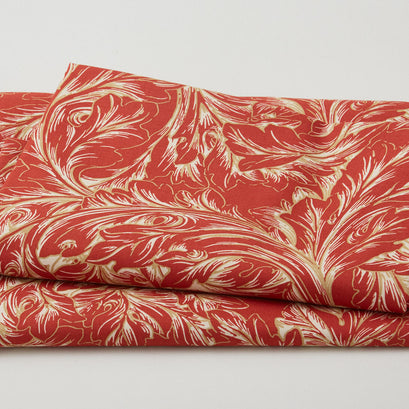 Cotswold Holiday - Acanthus Scroll Red 2 Yard Cut