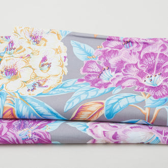 Kaffe Fassett Collective August 2023 - Rhododendrons Grey 2 Yard Cut